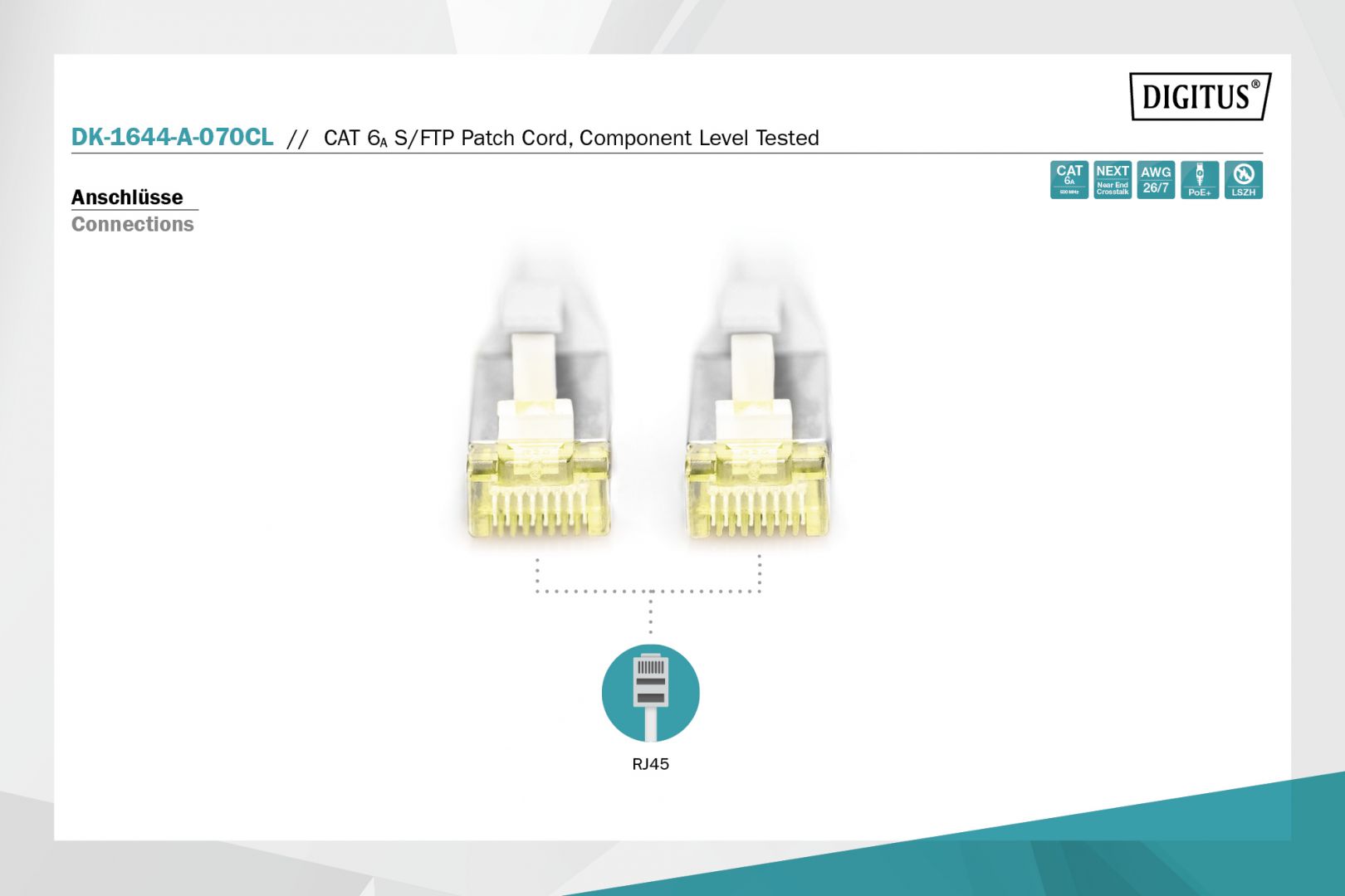 Digitus CAT6A S-FTP Patch Cable 7m Grey