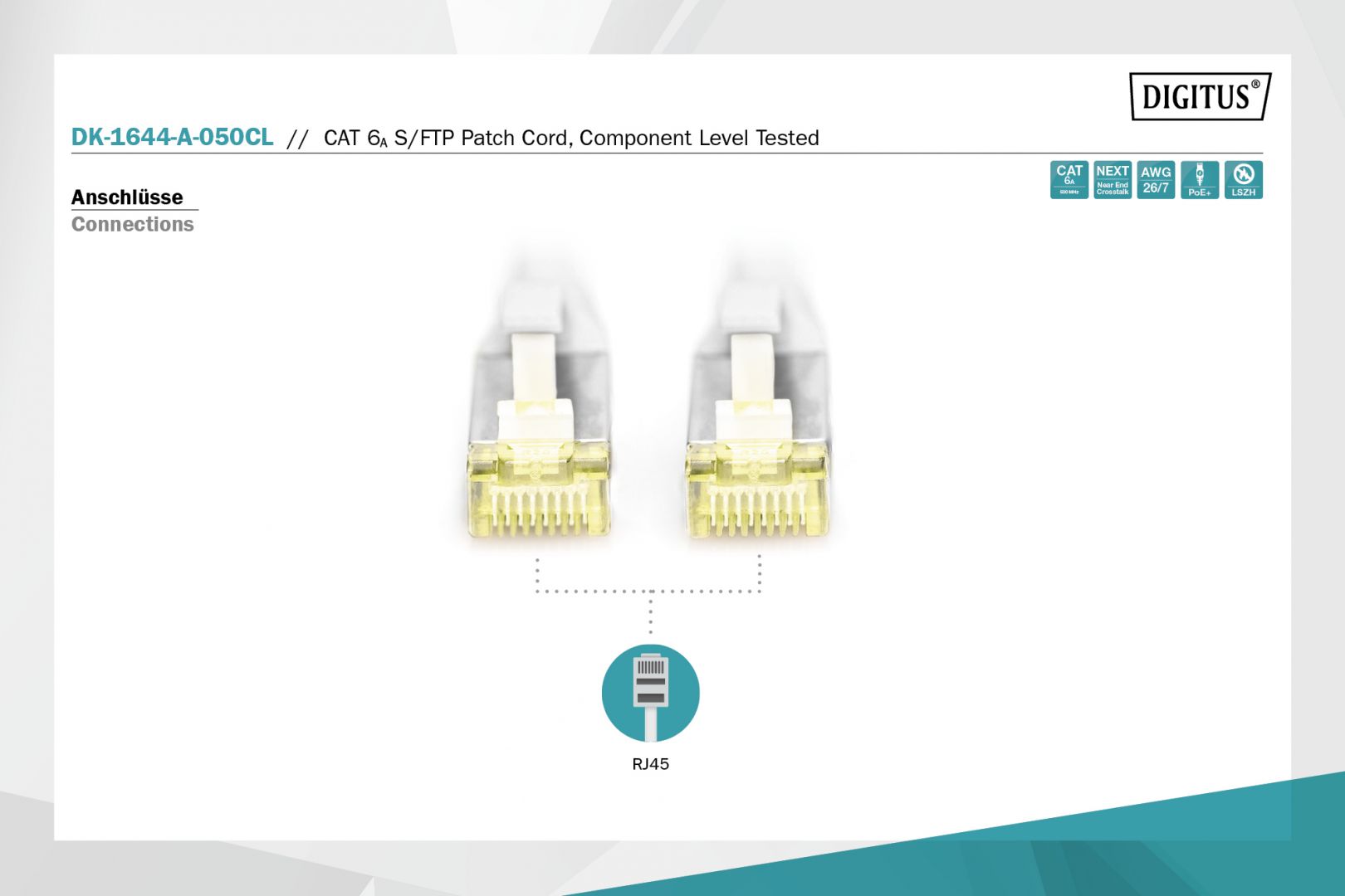 Digitus CAT6A S-FTP (CL) Patch Cable 5m Grey