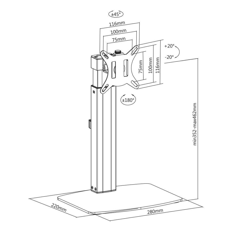 ACT AC8331 Free Standing Gas Spring Monitor Arm Office 10"-32" Black