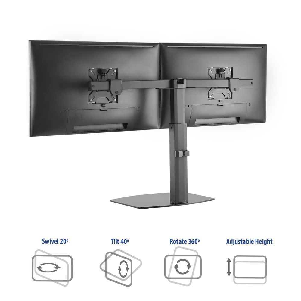 ACT AC8332 Free Standing Gas Spring Dual Monitor Arm Office Crossbar 10"-27" Black