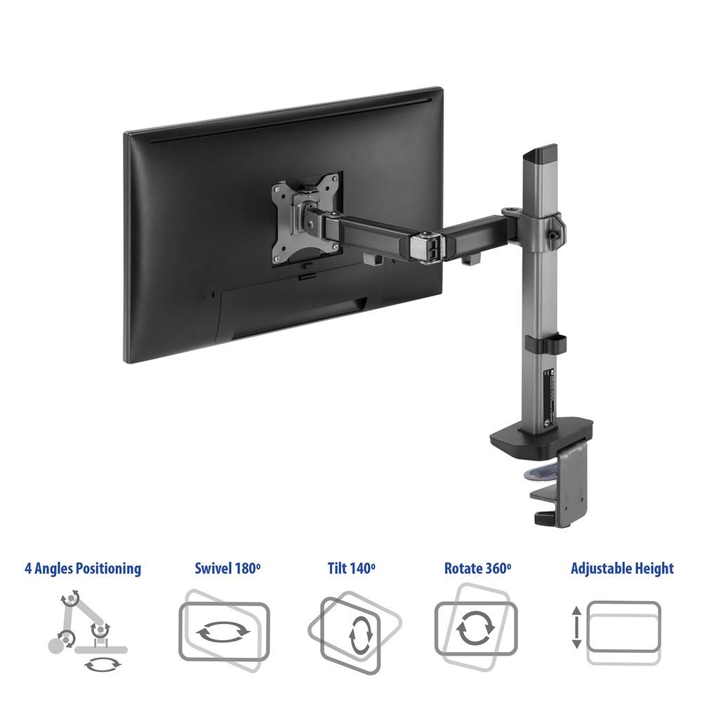 ACT AC8335 Single Monitor Arm Office 17"-32" Silver