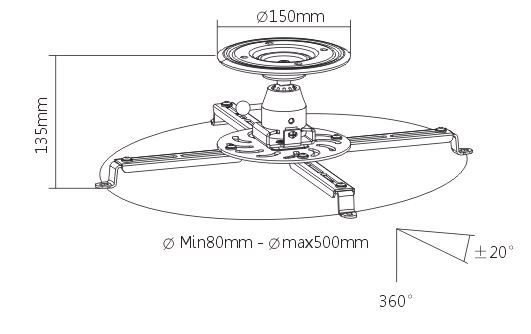 Sunne PRO300S Projector Mounts White