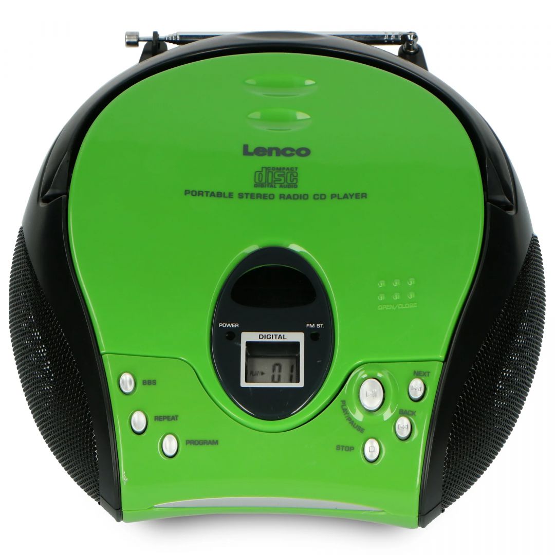 Lenco SCD-24 Portable stereo FM radio with CD player Green/Black