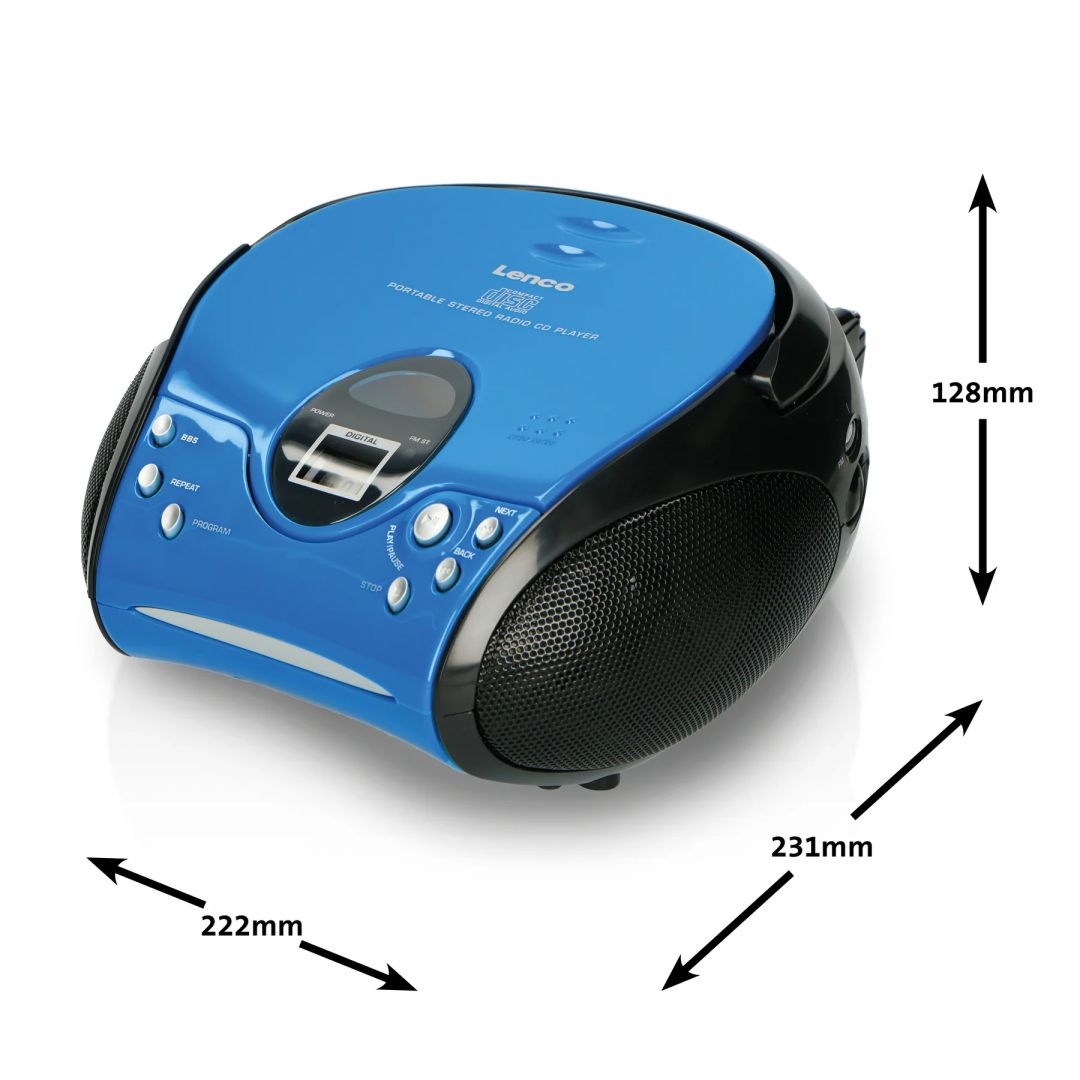 Lenco SCD-24 Portable stereo FM radio with CD player Blue/Black