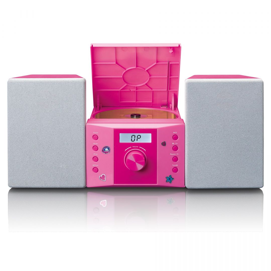 Lenco MC-013PK Stereo System with FM radio and CD player Pink