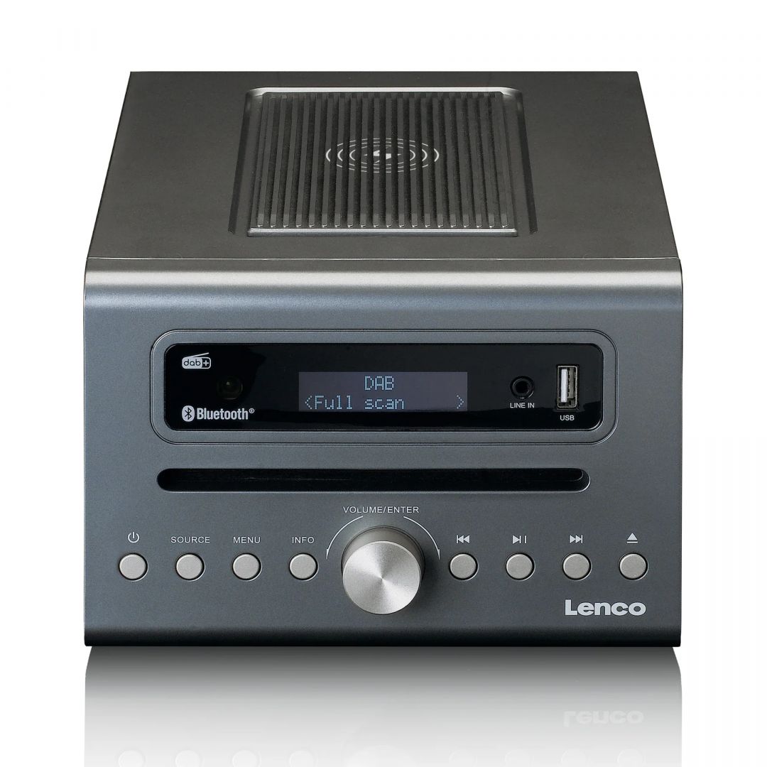 Lenco MC-175SI Micro set with DAB, FM, CD, 2 USB, Bluetooth, QI, RC Silver