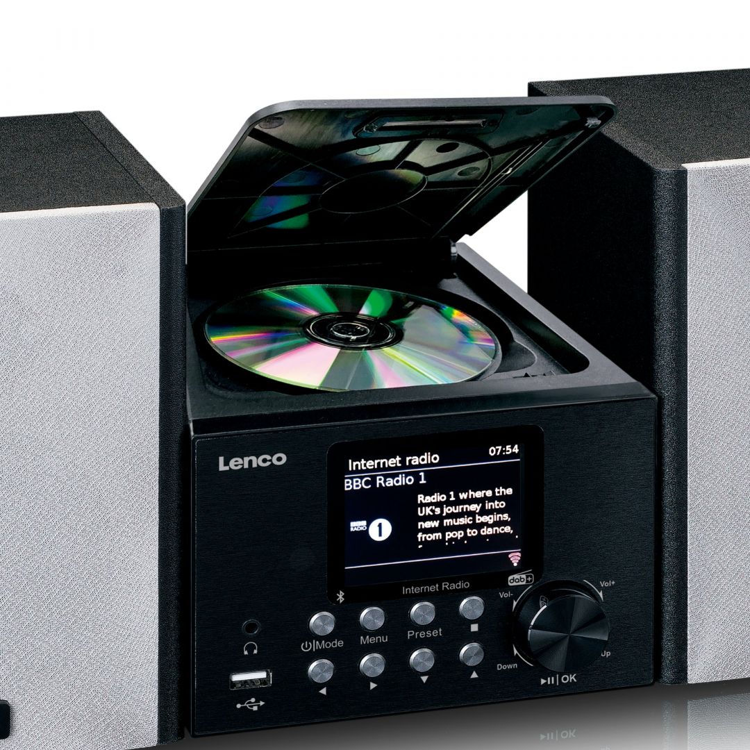 Lenco MC-250BK Mikro set with smart radio, CD/USB player, internet, DAB+, Bluetooth Black