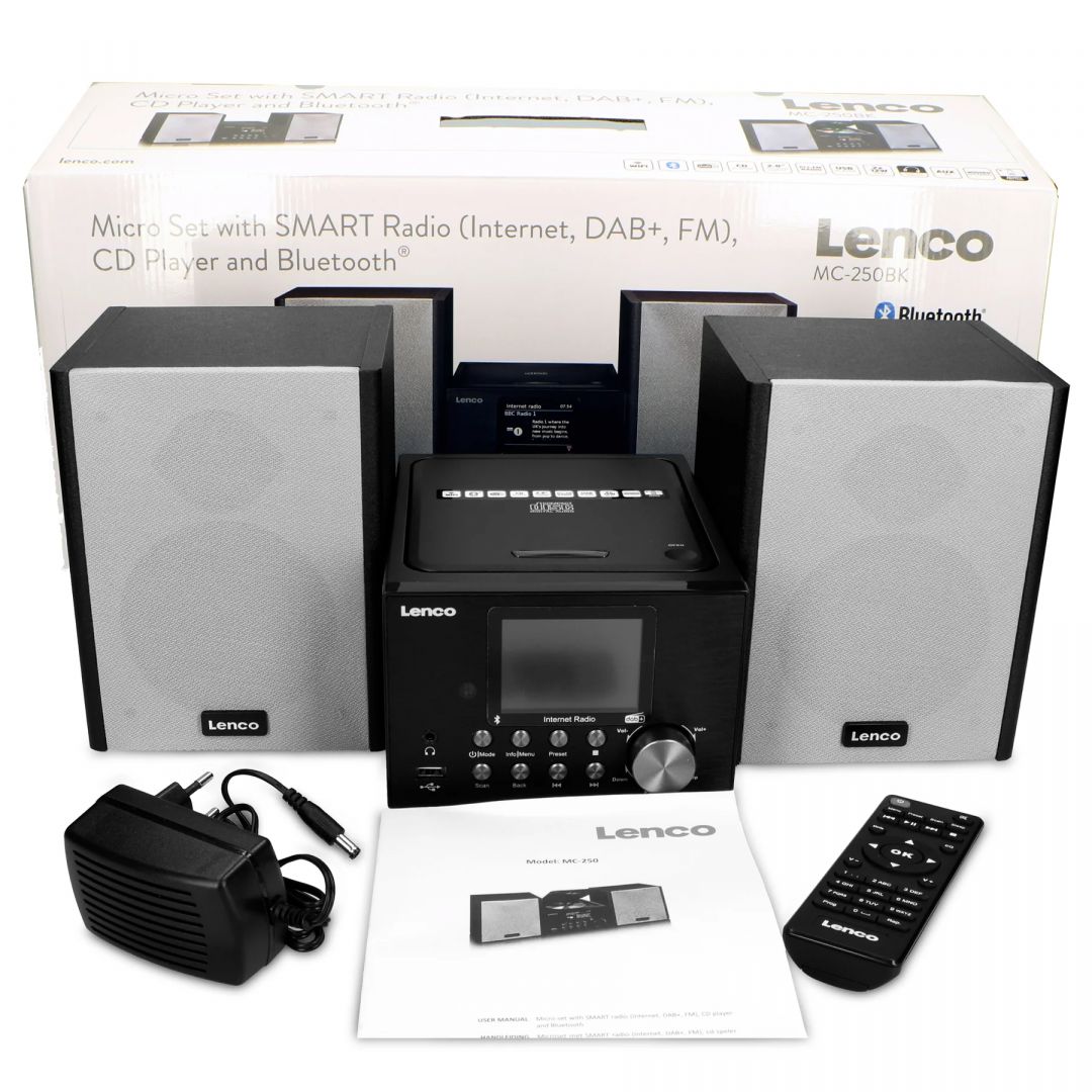 Lenco MC-250BK Mikro set with smart radio, CD/USB player, internet, DAB+, Bluetooth Black