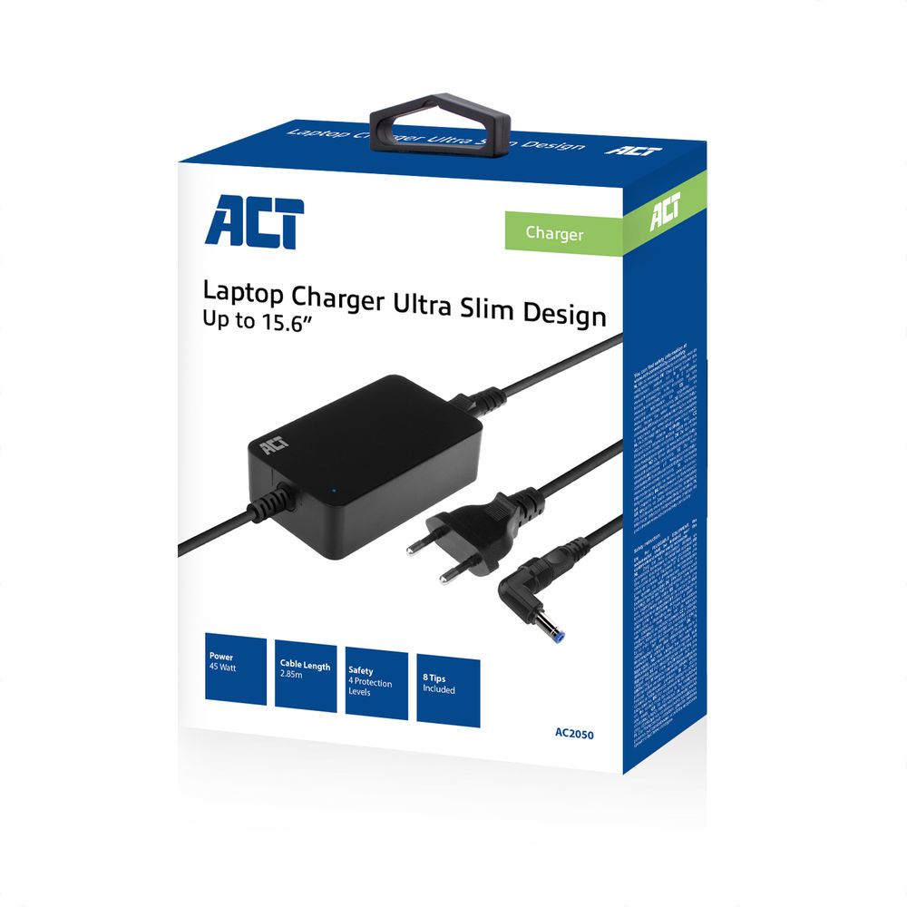 ACT AC2050 Ultra slim size laptop charger 45W (for laptops up to 15,6 inch)