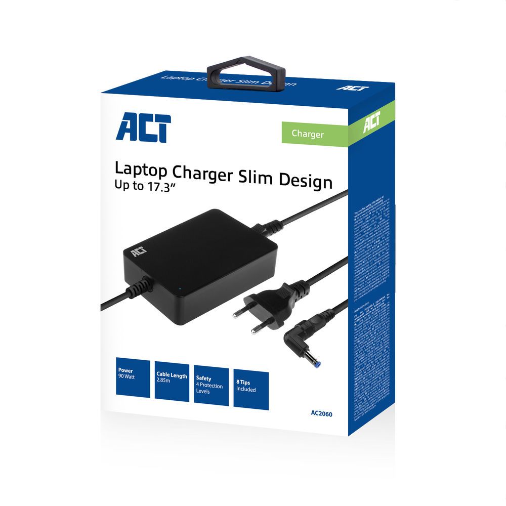 ACT AC2060 Slim size laptop charger 90W (for laptops up to 17,3")