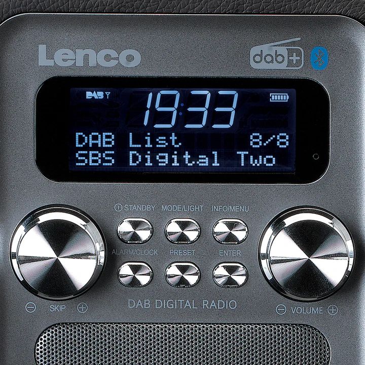 Lenco PDR-051BKSI portable DAB+ FM radio with Bluetooth and aux-input rechargeable battery Black