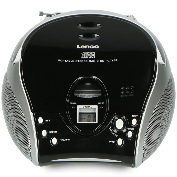 Lenco SCD-24 portable stereo FM radio with CD player Black/Silver