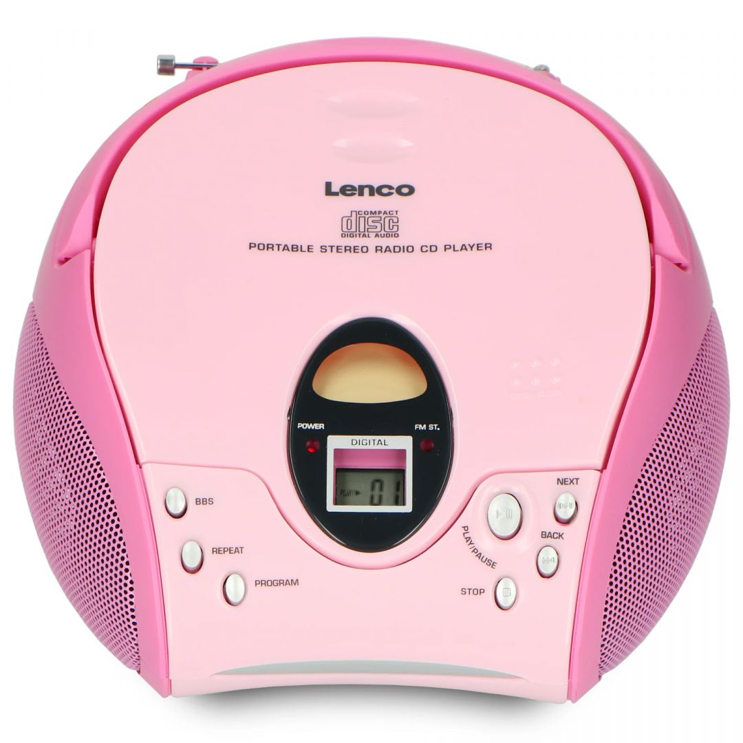 Lenco SCD-24PK portable stereo FM radio with CD player Pink