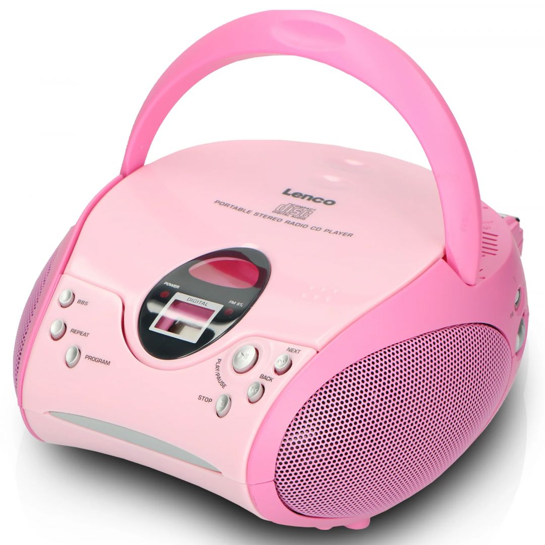 Lenco SCD-24PK portable stereo FM radio with CD player Pink