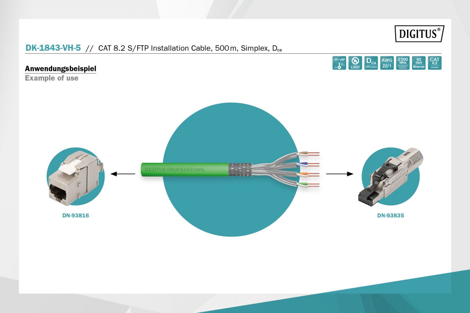 Digitus CAT8.2 S-FTP Installation Cable 500m Green