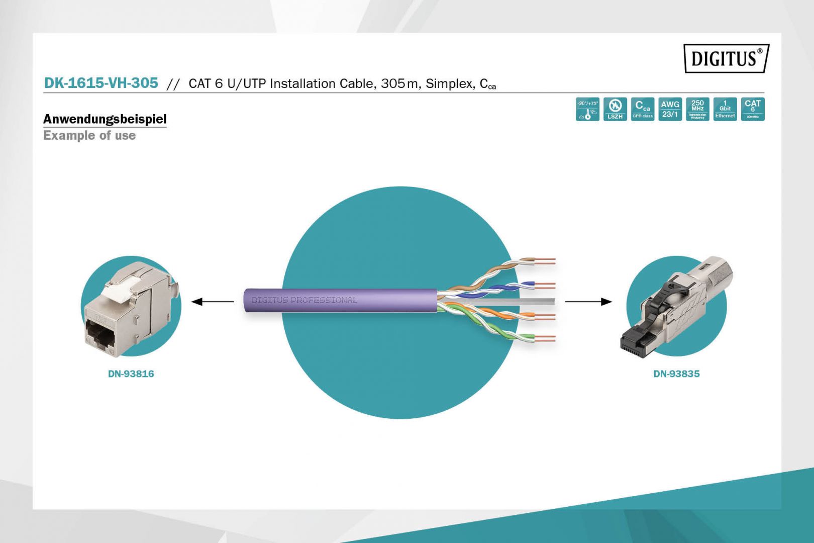 Digitus CAT6 U-UTP Installation cable 305m Violet