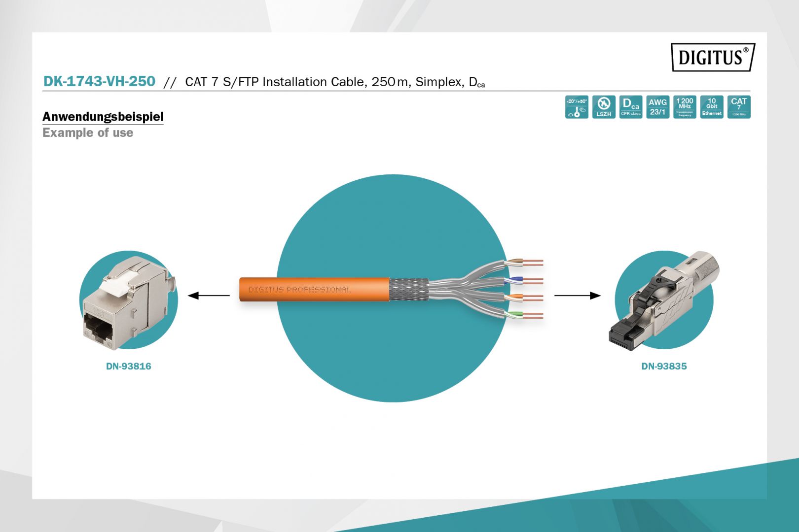 Digitus CAT7 S-FTP Installation cable 250m Orange