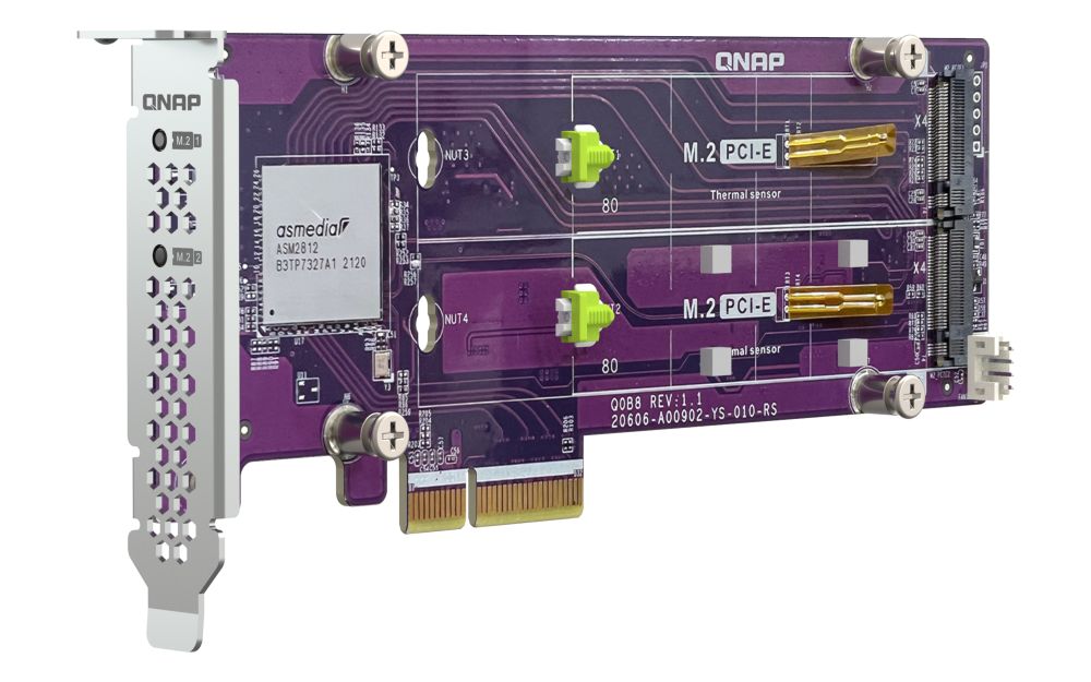 QNAP QM2-2P-344A Dual M.2 22110/2280 PCIe NVMe SSD Expansion Card