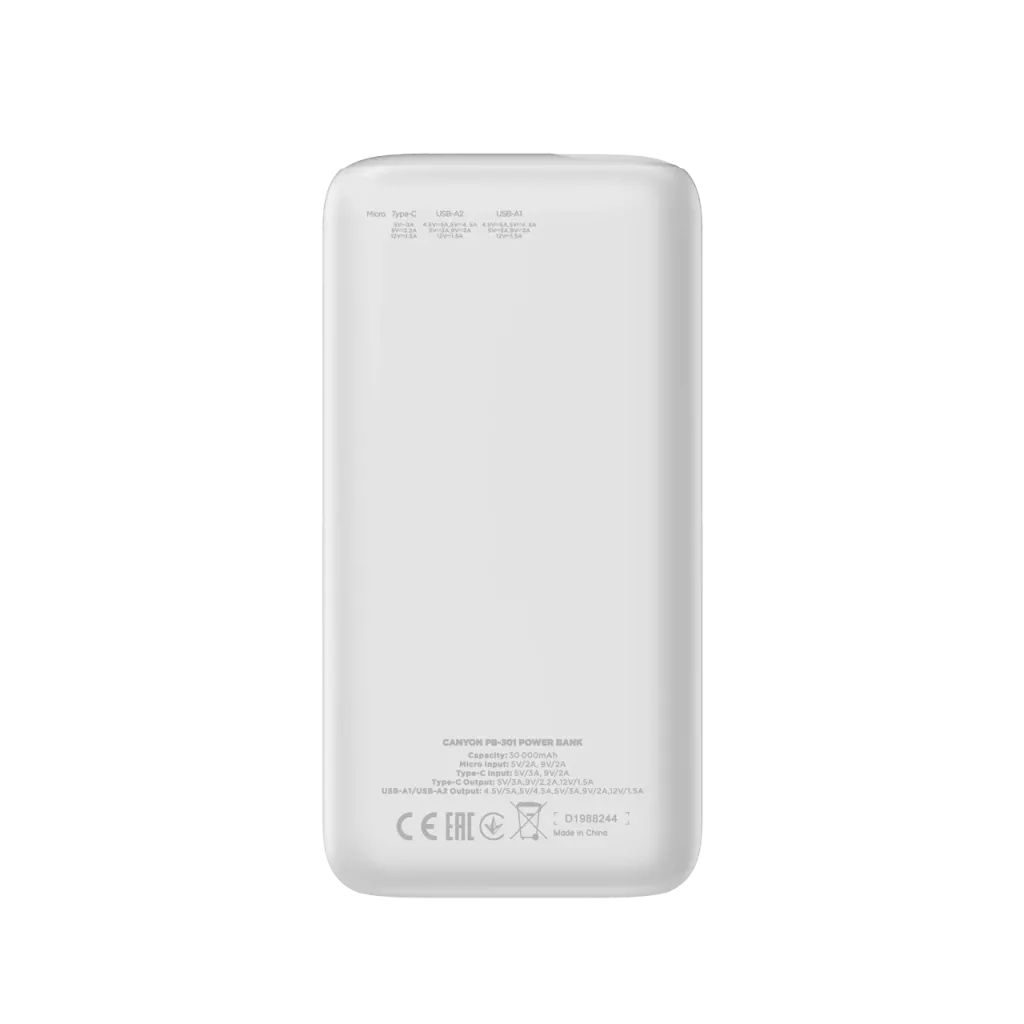 Canyon CNE-CPB301W 30000mAh Powerbank White