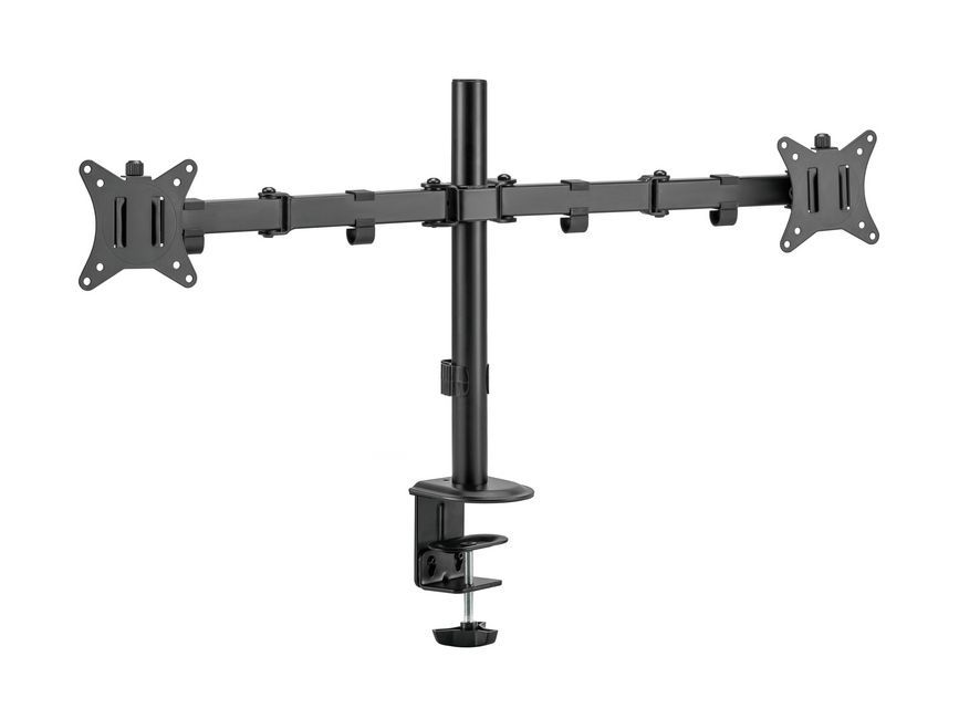 EQuip 17"-32" Articulating Dual Monitor Desk Mount Bracket Black