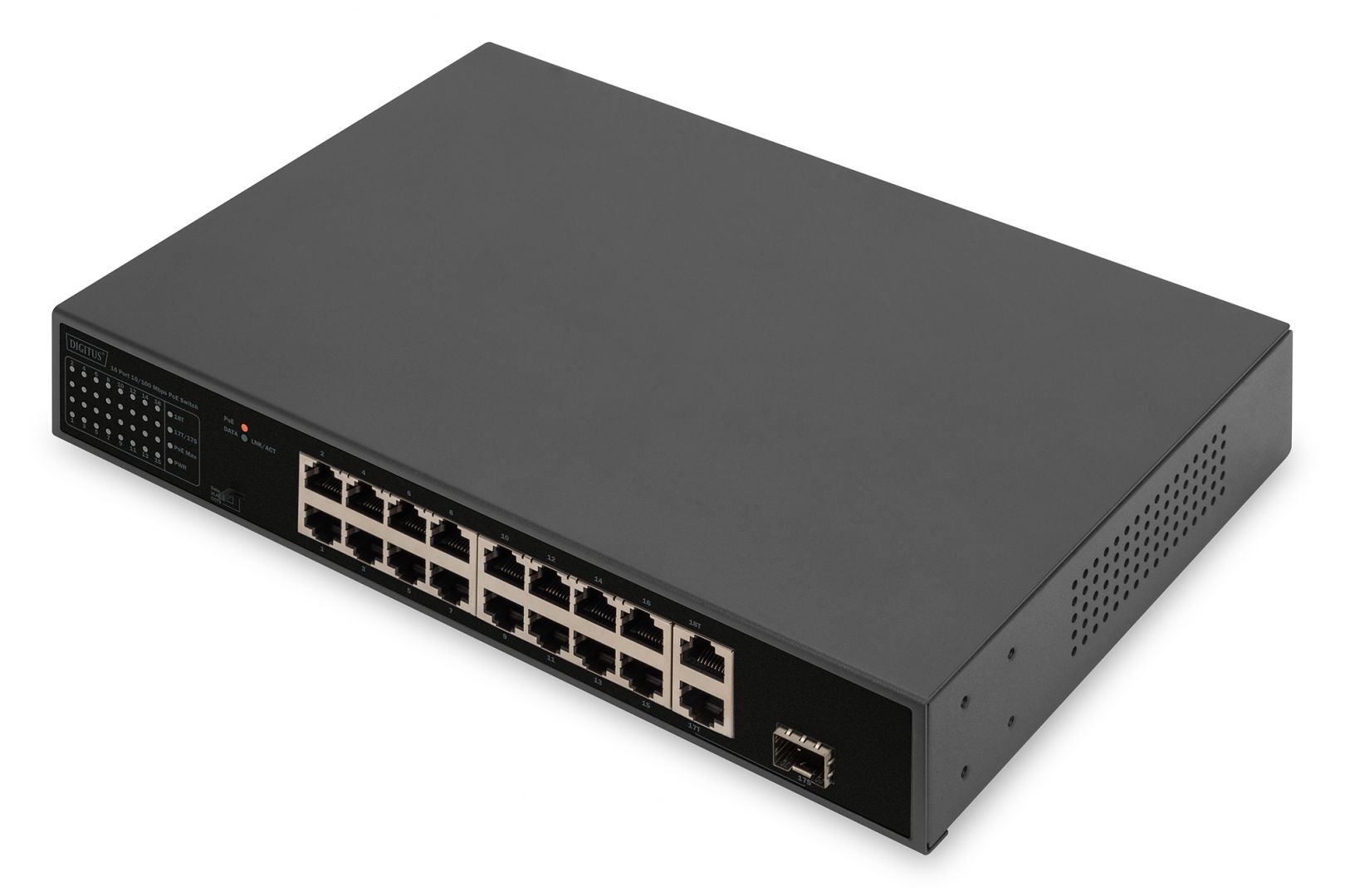 Digitus DN-95355 16 Port FE PoE Switch Black