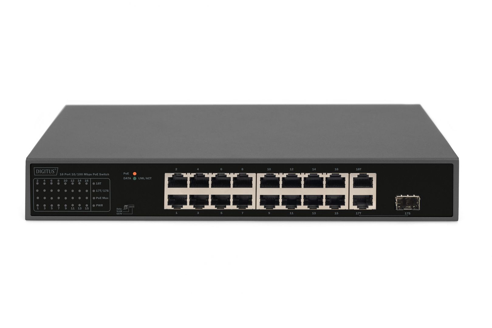 Digitus DN-95355 16 Port FE PoE Switch Black