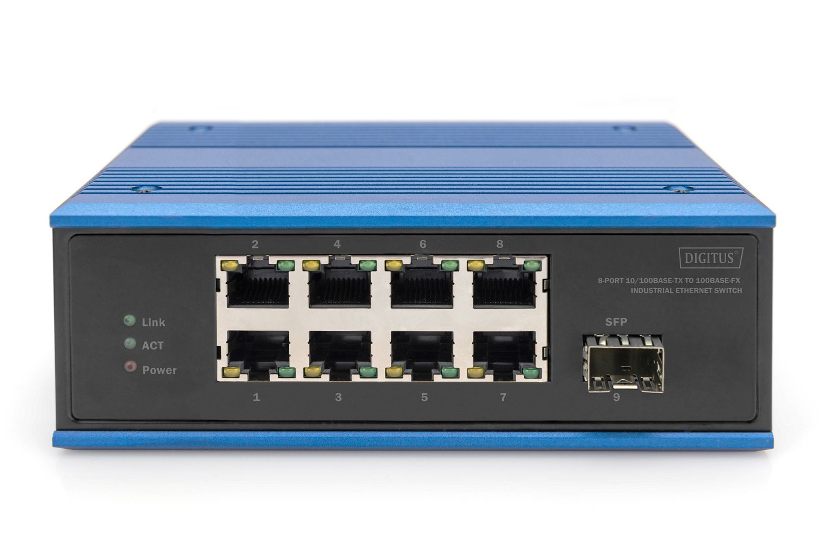 Digitus DN-651132 8-Port 10/100Base-TX to 100Base-FX Industrial Ethernet Switch Blue