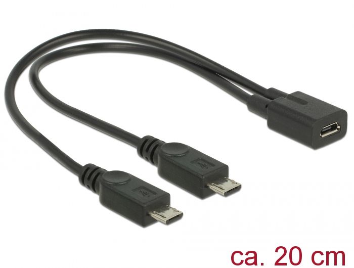 DeLock Cable USB micro B female > 2xUSB micro-B male 20cm