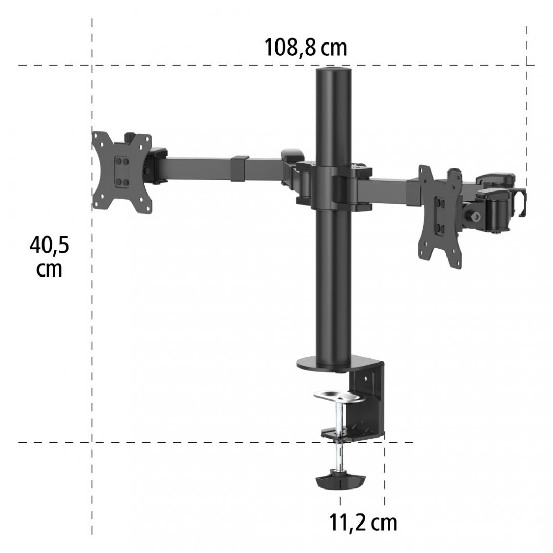 Hama Full Motion Double Monitor Arm 13"-35" Black