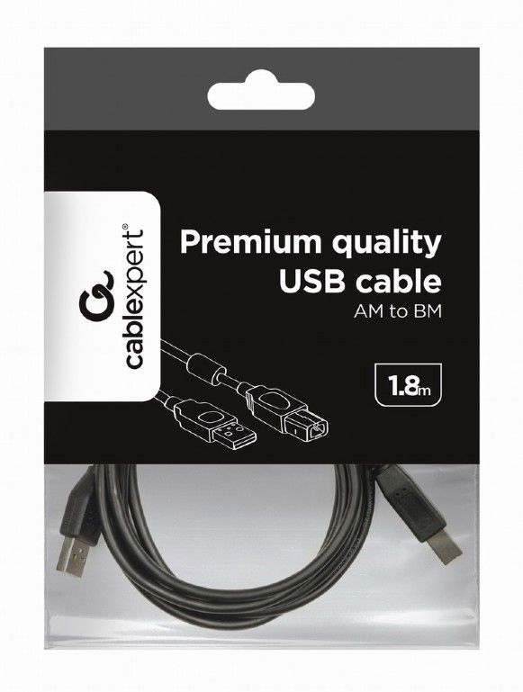 Gembird CCF-USB2-AMBM-6 USB 2.0 A-B cable with ferrite core 1,8m Black