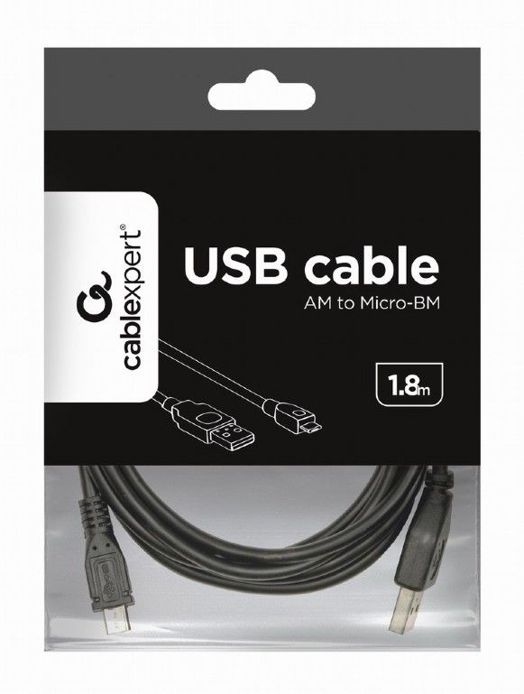 Gembird CCP-MUSB2-AMBM-6 micro USB cable 2.0 AM-MBM5P 1,8m Black