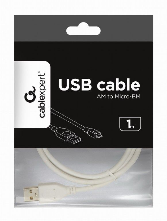 Gembird CCP-MUSB2-AMBM-W micro USB 2.0 cable AM-MBM5P 1m White