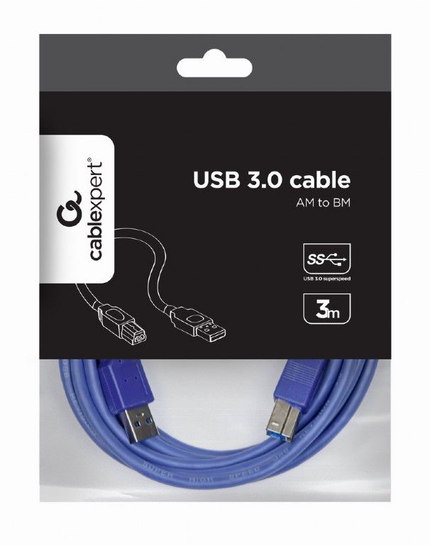 Gembird CCP-USB3-AMBM-6 High End USB 3.0 Cable USB A Male Plug to USB B Male Plug 3m Blue