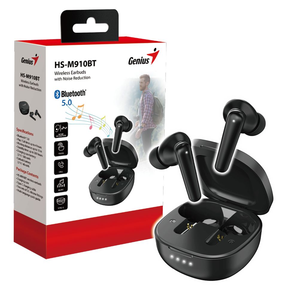 Genius HS-M910BT True Wireless Bluetooth Headset Black