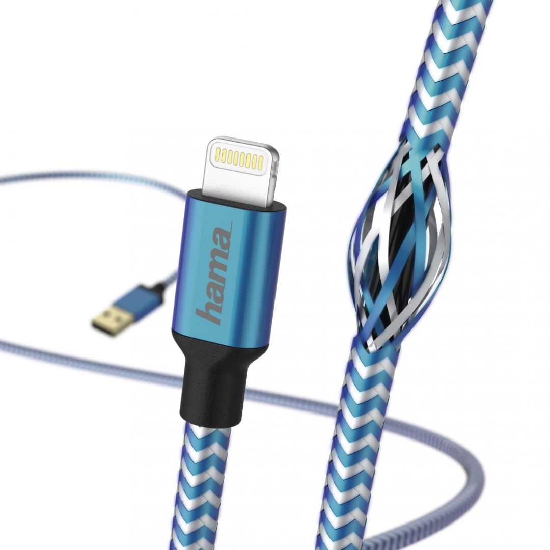 Hama FIC Lightning reflective adatkábel 1,5m Blue