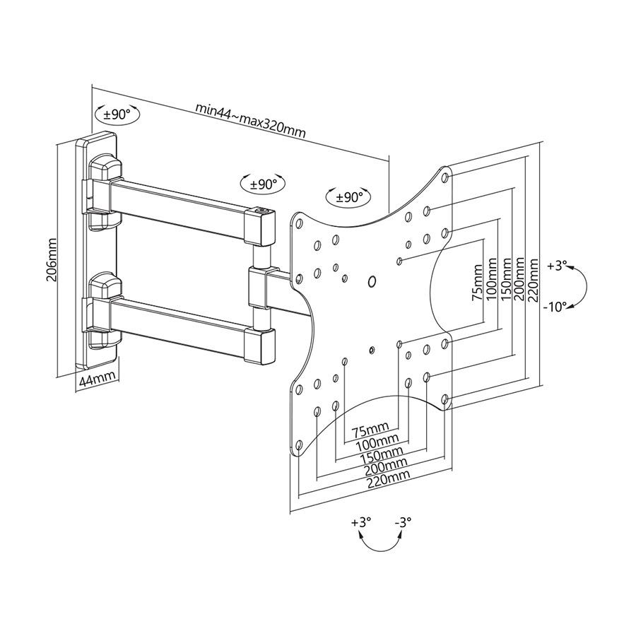 Stell SHO 4540 TV Wall Mount Fix 23"-42" Black