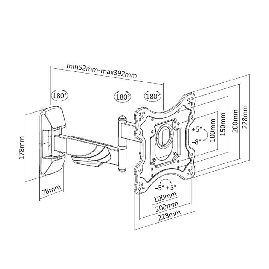 Stell SHO 7520 TV Wall Mount Fix 23"-42" Black