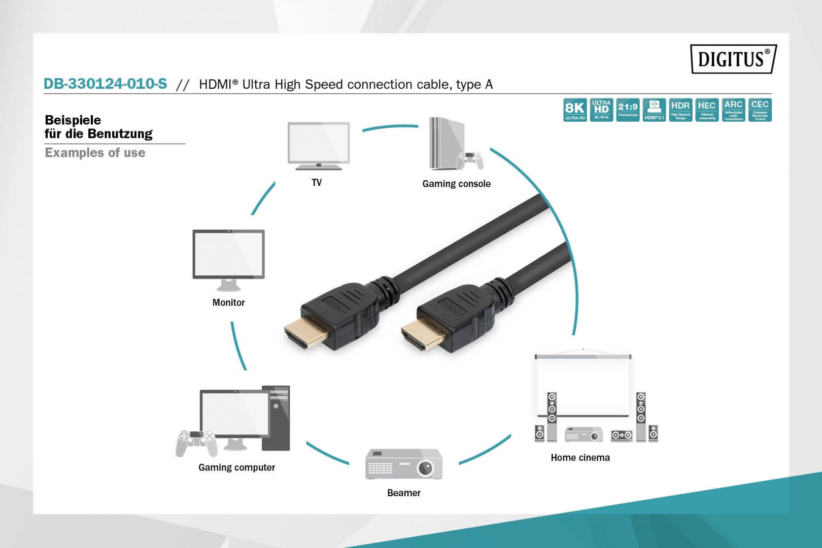 Digitus HDMI Ultra High Speed Connection Cable 1m Black