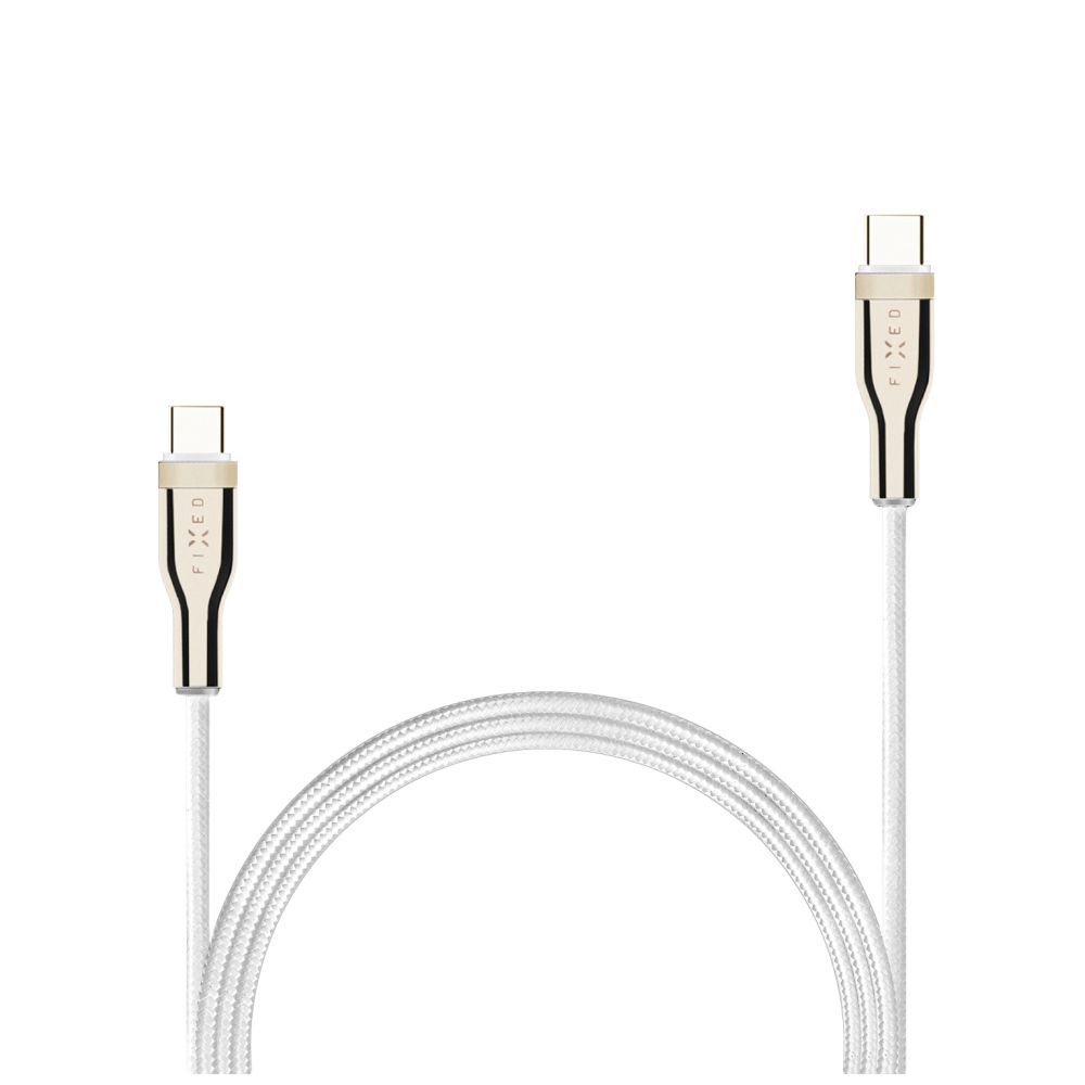 FIXED Braided Cable USB-C/USB-C, 1,2m, 100W, white