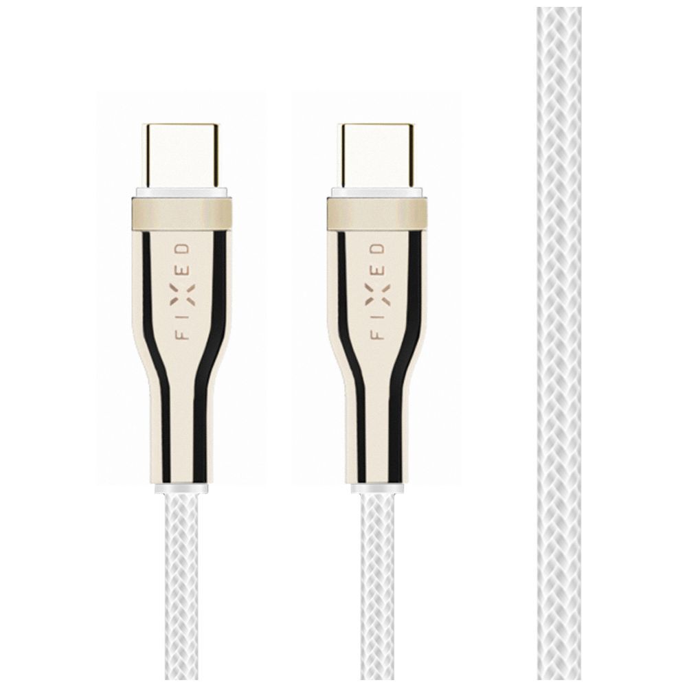 FIXED Braided Cable USB-C/USB-C, 2m, 100W, white