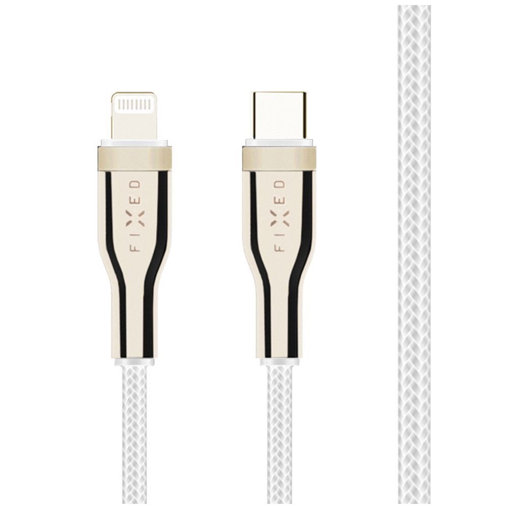 FIXED Braided Cable USB-C/Lightning, 1,2m, white