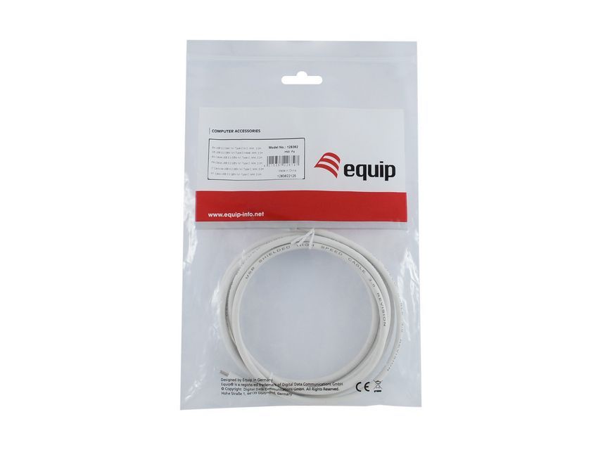 EQuip USB-C 3.2 Gen1 to USB-C 60W cable 2m White