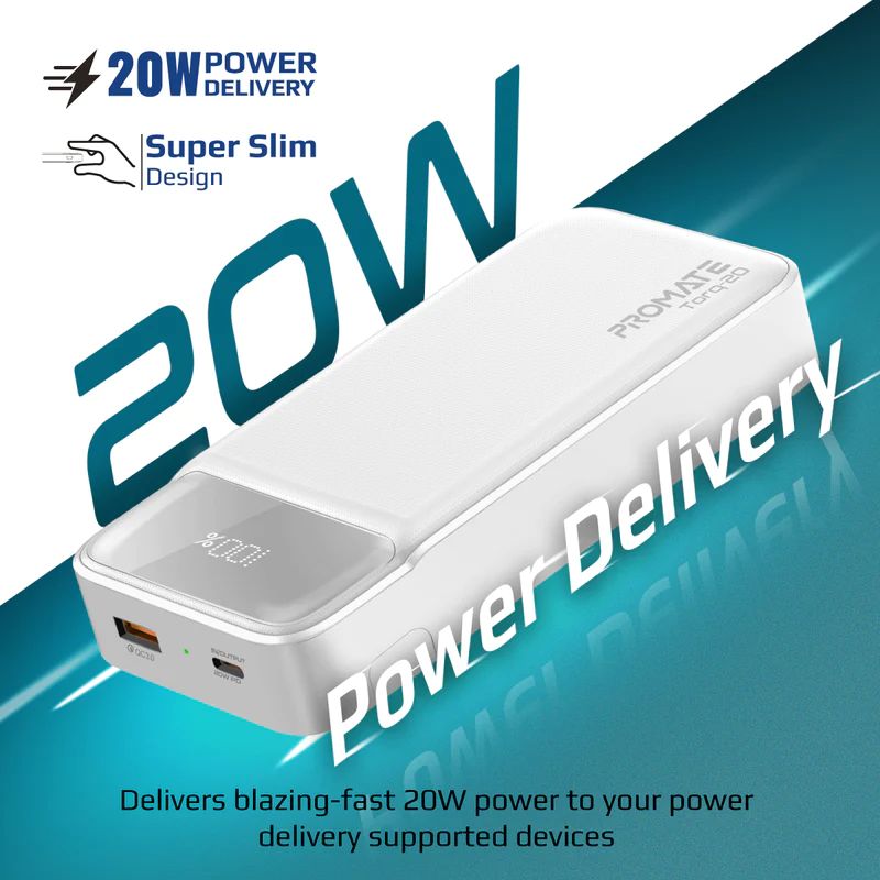 Promate  Torq-20 20000mAh PowerBank White