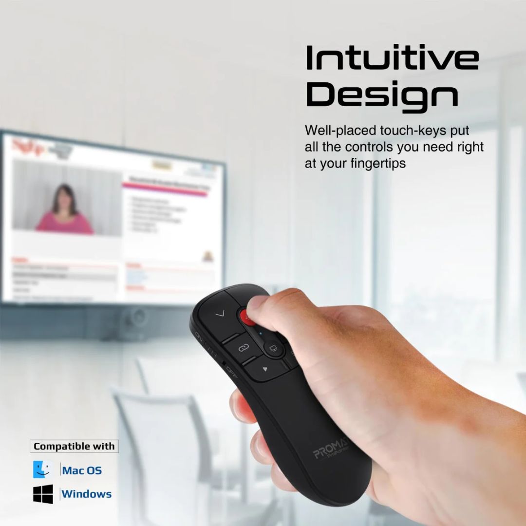 Promate  ProPointer Universal Intuitive Wireless Presenter Red Laser Black