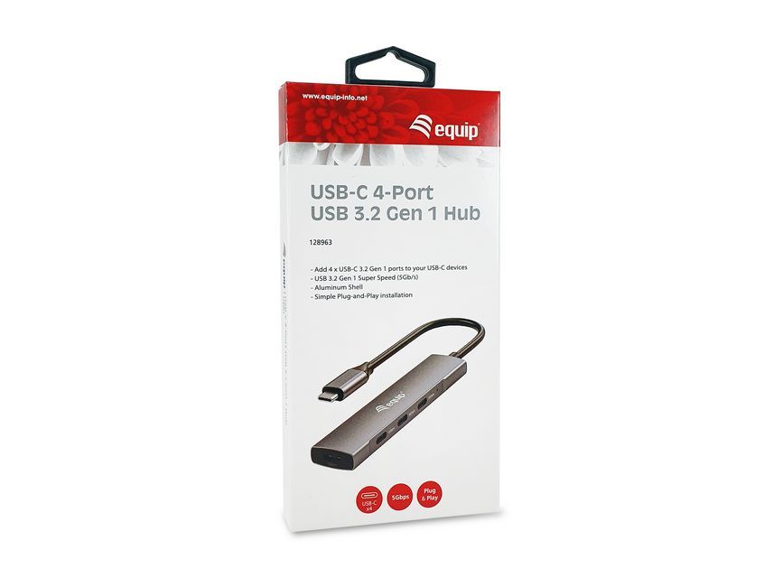 EQuip 4-Port USB 3.2 Gen1 USB-C Hub Grey