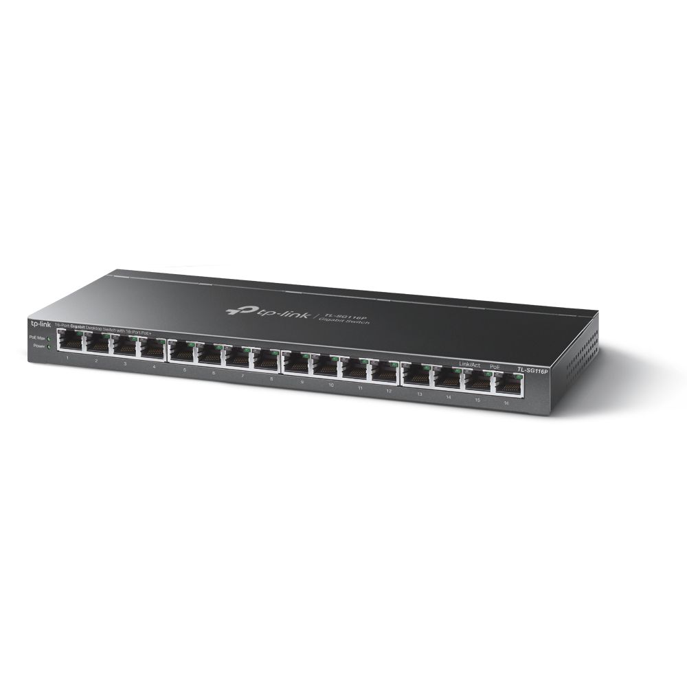 TP-Link TL-SG116P 16-Port Gigabit Desktop Switch with 16-Port PoE+