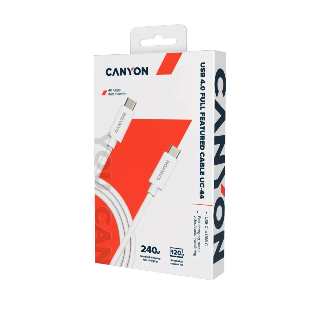 Canyon UC-44 USB4.0 full featured cable 1m White