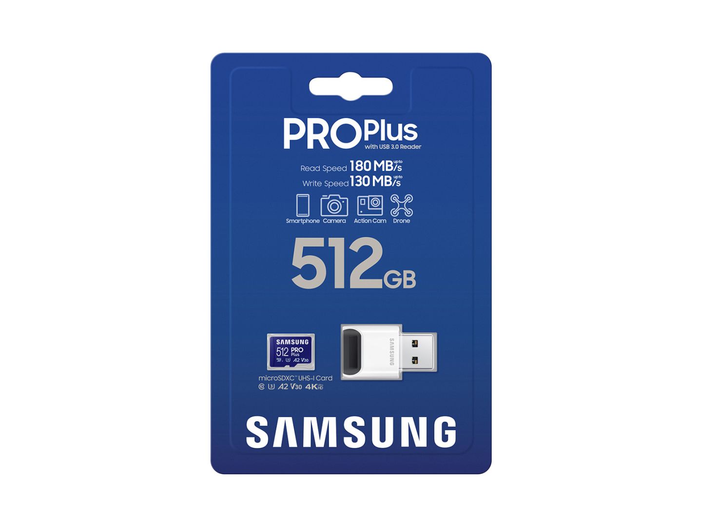 Samsung 512GB microSDXC Pro Plus Class10 U3 A2 V30 adapter nélkül