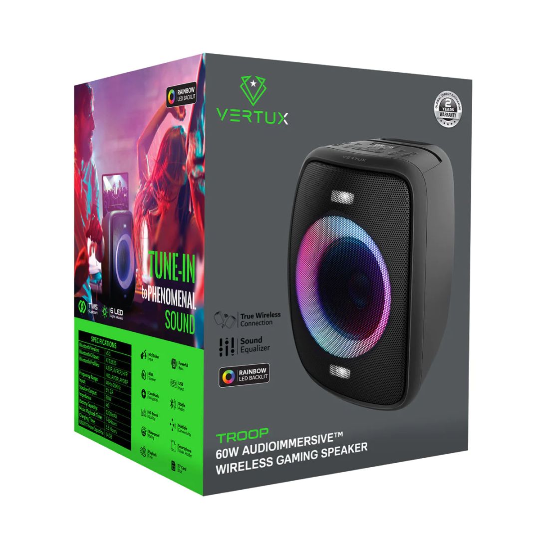 VERTUX Troop Wireless RGB Bluetooth Speaker Black