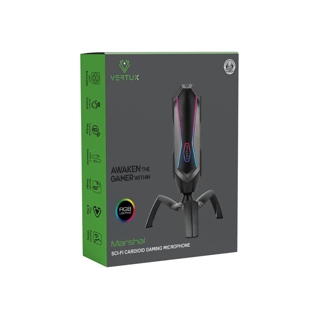 VERTUX Marshal RGB Gaming Microphone Black